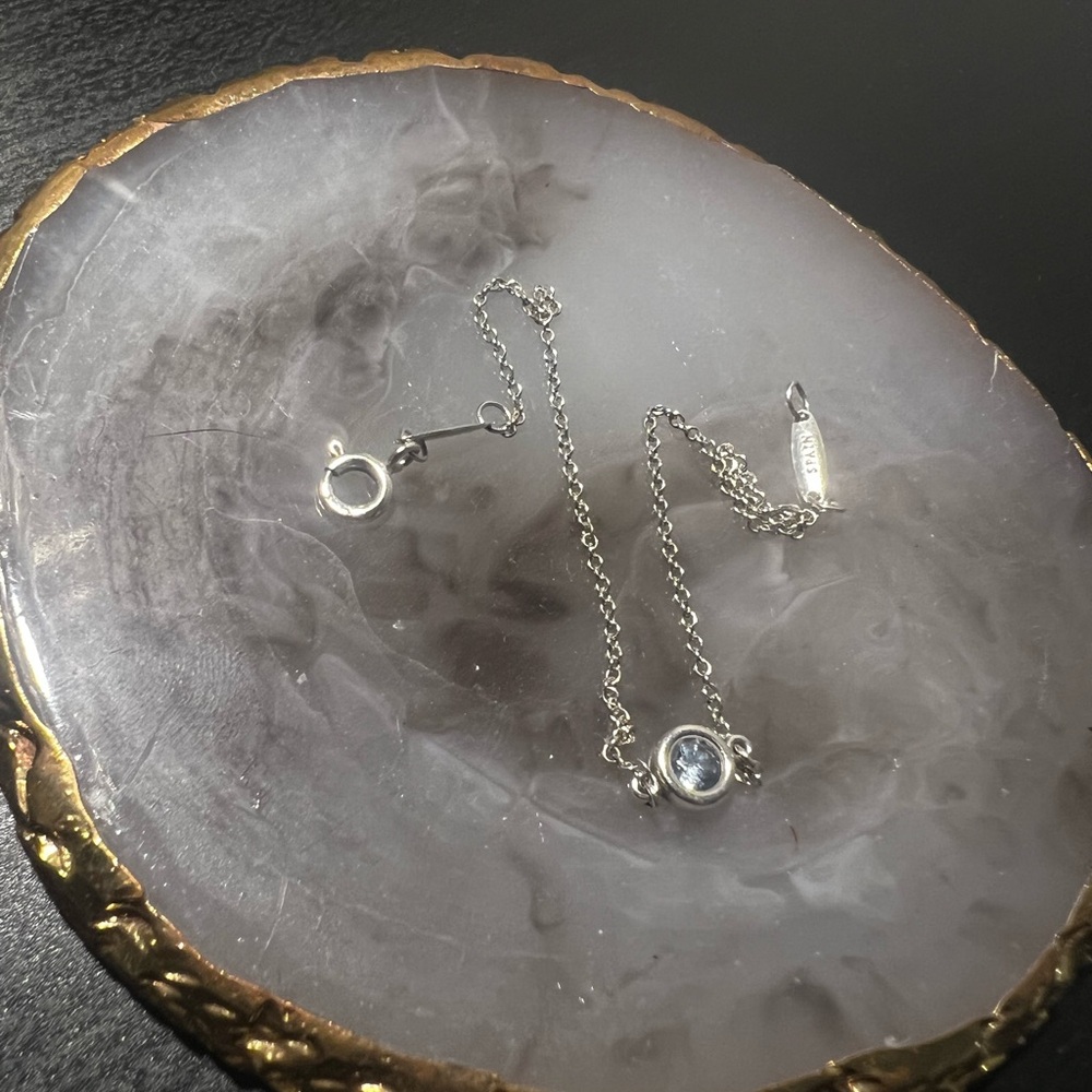 Tiffany and co silver bracelet with aquamarine